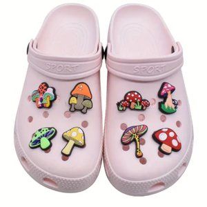10pcs Colorful Mushroom Theme Croc Shoe Charms